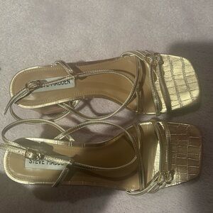 Steve Madden Metallic Gold Croc-Embossed Sandals